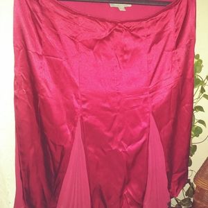 Red silk like skirt